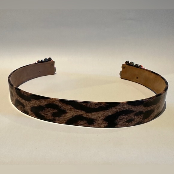 Roberto Cavalli Animal Print Leather and Multicolor Jewel Open Cuff Belt. - Picture 5 of 10